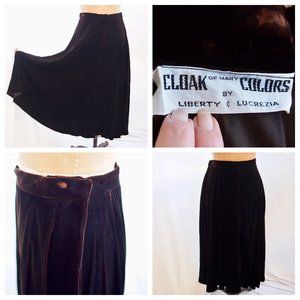 vtg CLOAK OF MANY COLORS Velvet Maxi Skirt Gothic Steampunk Victorian 12 EUC